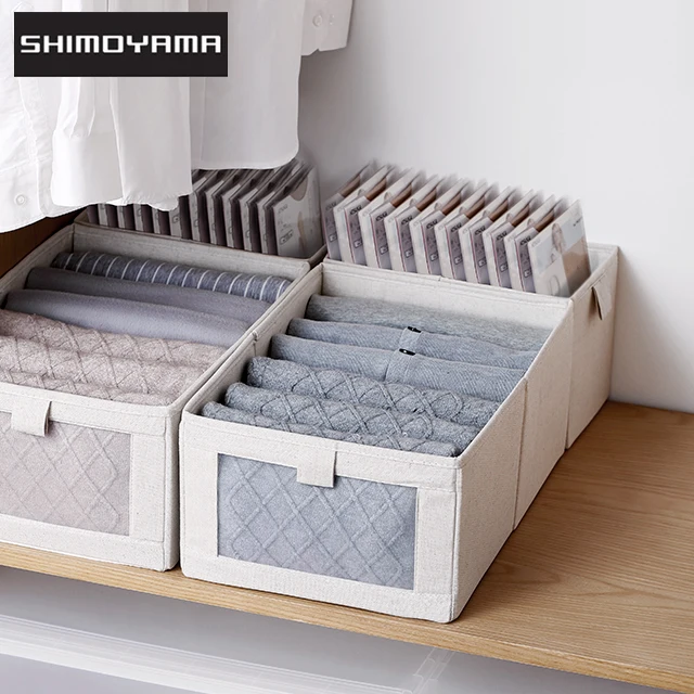 

SHIMOYAMA Clothes Storage Box Foldable Closet Drawer Separation Organizer Stacking Pants Toys Books Home Fabric Storage Basket