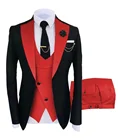 Новинка 2022, облегающий мужской костюм, деловой Повседневный смокинг из трех предметов (Блейзер + жилет + брюки), Свадебный Мужской костюм индивидуального размера