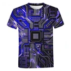 Футболка мужская с электронным чипом, стильная рубашка в стиле хип-хоп, с 3D принтом машинки, с электронной материнской платой, летняя с коротким рукавом в стиле Харадзюку