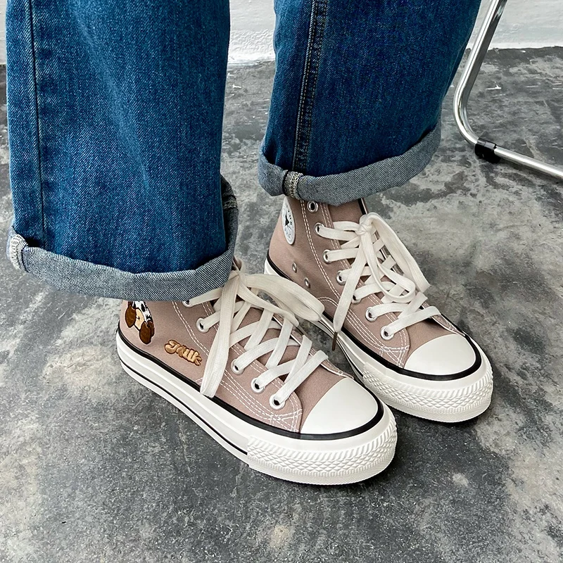 

Fashion High Top Canvas Shoes Women Vulcanized Sneakers Size 35-44 Breathable Flat Men Casual Shoes Ladies Sneakers Zapatillas