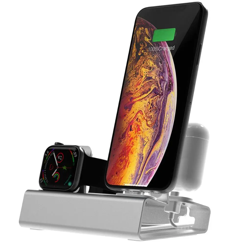 Новый цвет 3 в 1 зарядная док-станция держатель для Iphone 11 11pro X XS 8 7 6 алюминиевая