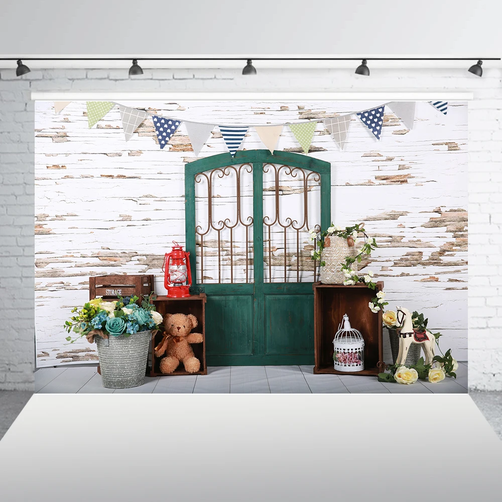 Белый деревянный настенный фон деревенская дверь пол Декор баннер фото для детей