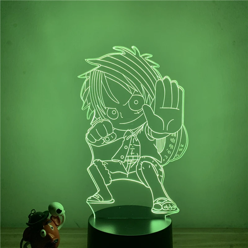 3D светодиодный ночсветильник аниме Q Luffy Jet Punch поза Ver. Экшн-фигурка 7 цветов