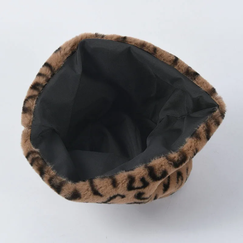 Женская зимняя Панама из искусственного меха с леопардовым принтом теплая