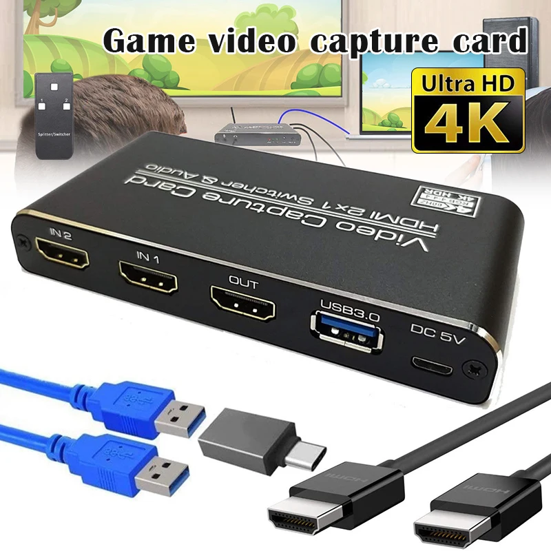 4K 60fps HDMI 2 в 1 Выход в USB3.0 Игровая видеозахватная карта 1080p HD Вещание в прямом эфире и запись Конвертер P on