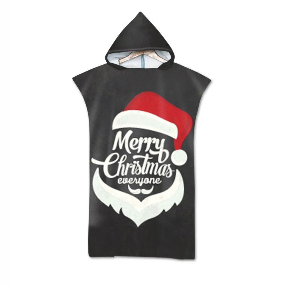 Новое красное рождественское пляжное полотенце с капюшоном из микрофибры для