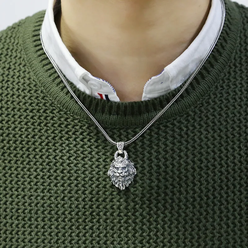 13*25*35MM Real 925 Sterling Silver Lion Head Charms Pendant Fine Jewelry Accessories | Украшения и аксессуары