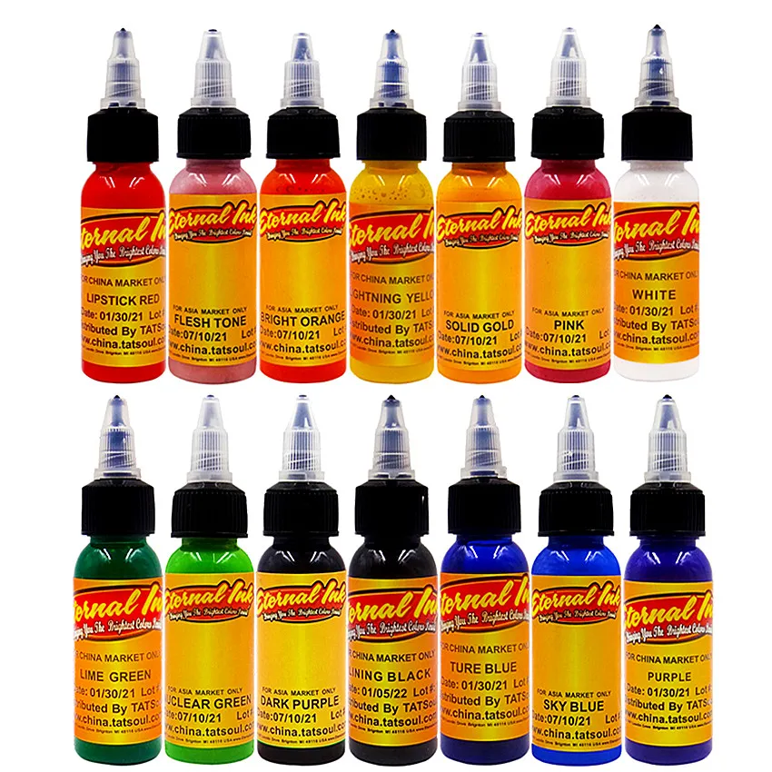

14 colors 30ml / bottle tattoo ink black permanent body art paint micro pigment brown eyebrow eyeliner lip tattoo art beauty too