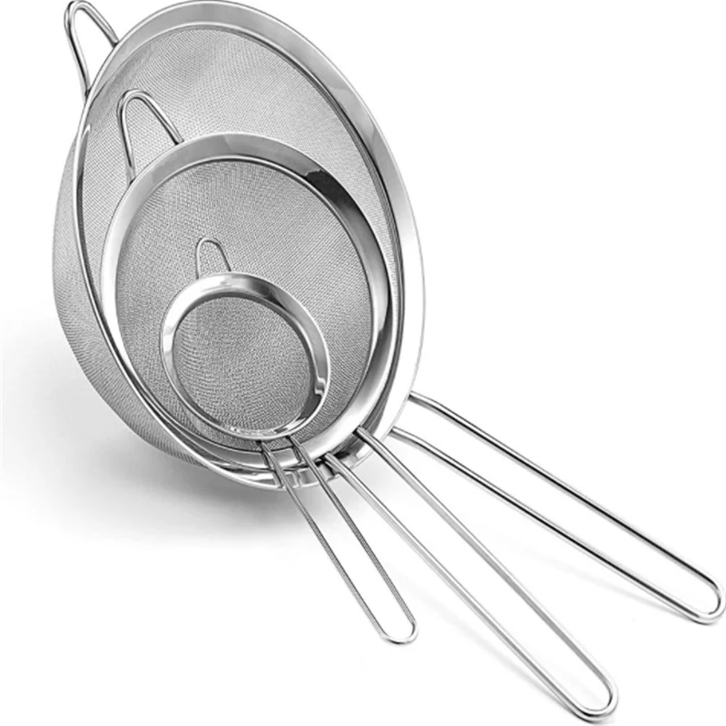 

Stainless Steel Food Colander Kitchen Strainer Oil Strainer Flour Colander Sifter Mesh Filter Kitchen Baking Accessories