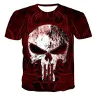 Футболка мужская с принтом черепа, Повседневная дышащая рубашка с коротким рукавом, с 3d принтом ужасов, лето