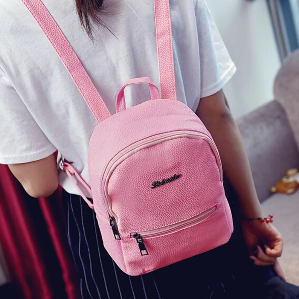 

Girls Leather School Bag Travel Backpack Satchel Women Shoulder Rucksack Nylon Backpack Soild Travel School Backpacks Teenage