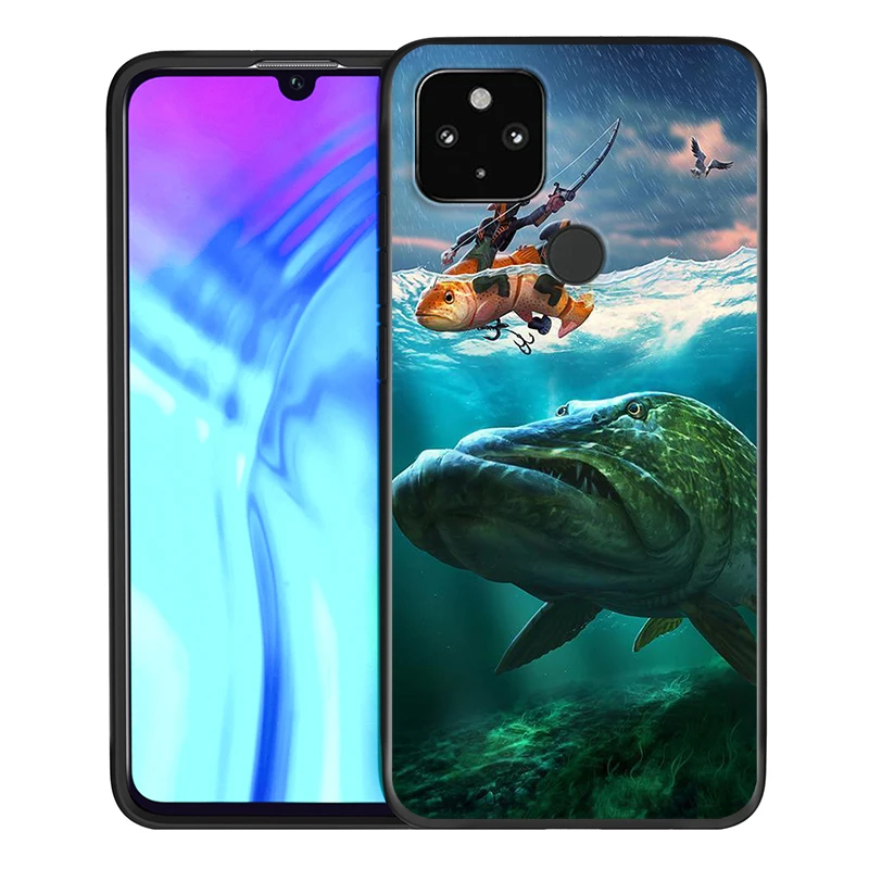 

Sea Fish Fishing Shockproof Cover for Google Pixel 5 4 4a XL 5G Black TPU Soft Phone Case