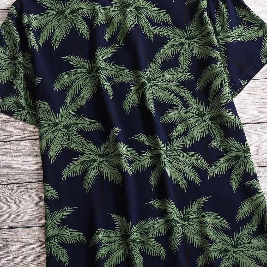 

Hawaiian Printed Shirt men Casual Men's Short sleeve shirt Button Print Beach Loose Blouse Top Streetwear Camisa masculina