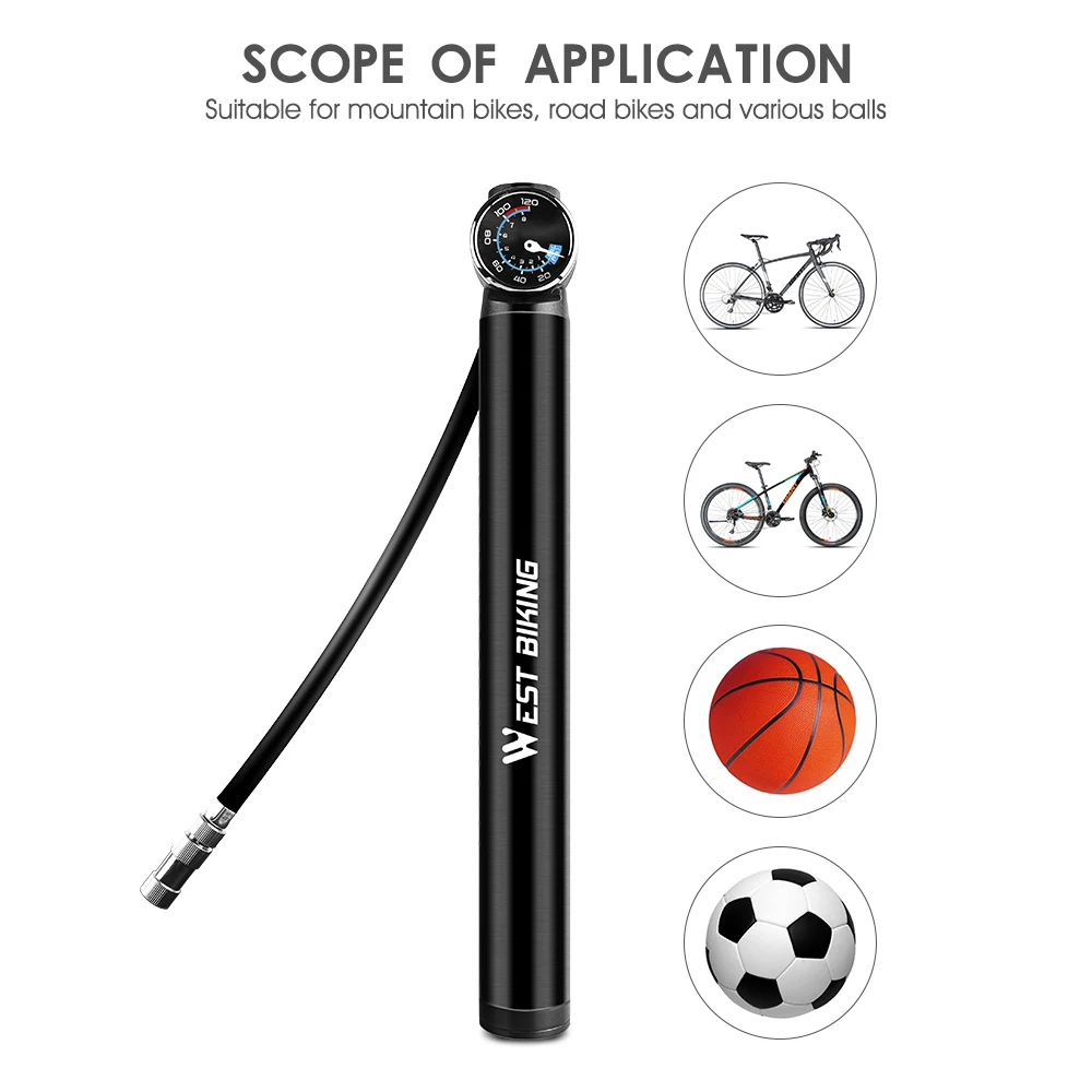 

WEST BIKING Electric Bicycle TYPE-C USB Rechargeable Pump MTB Bike Tire Pump Cycling Inflator Bicycle Aluminum Alloy Air Pump