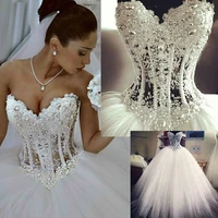 2020 new princess vestido de noiva ball gown wedding dresses sweetheart fluffy lace beading crystal luxury vintage wedding gowns