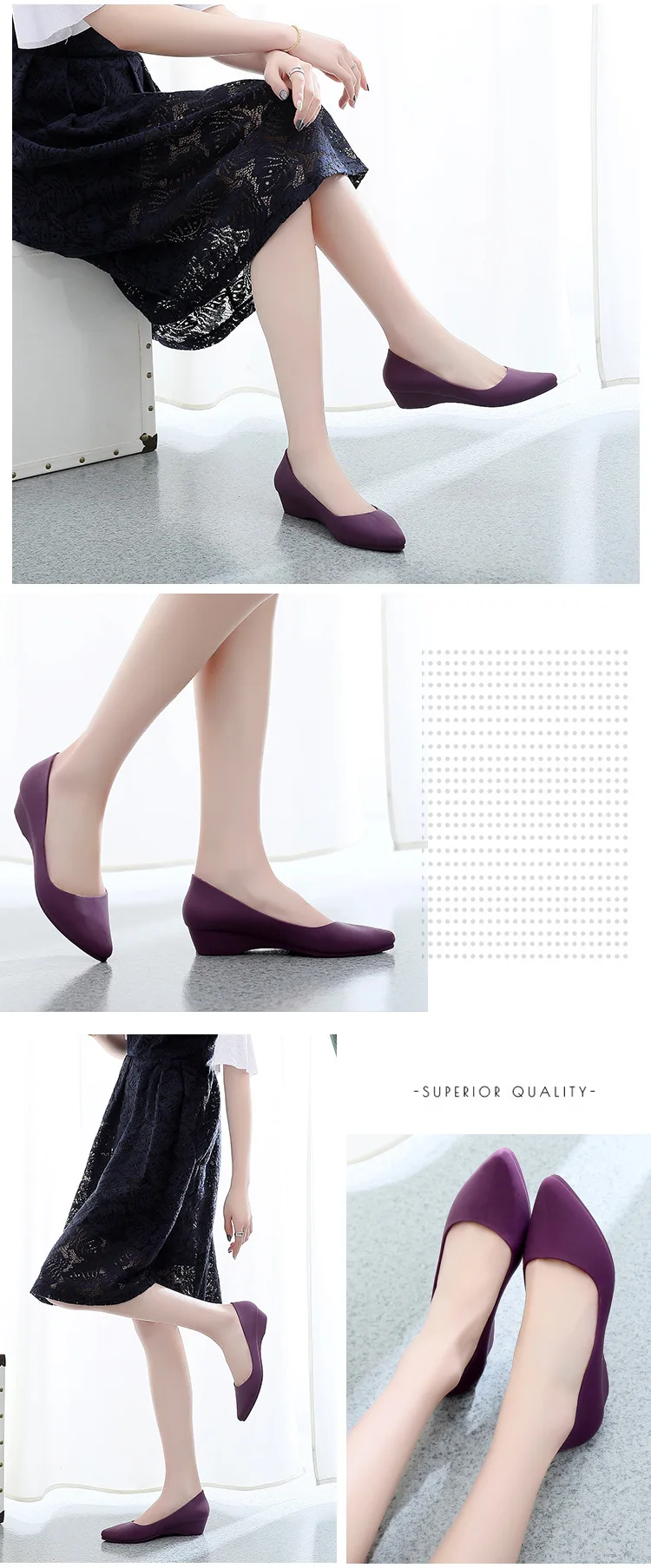 CXJYWMJL Autumn Fashion Low Heel Women Shoes Comfortable Wedge Heel Shoe Pointed Shallow Mouth Shoes Fashion Wild Female Shoe