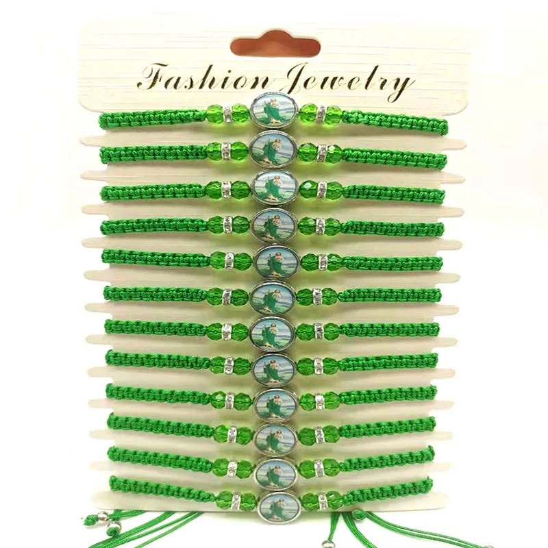 12 Pieces Religion The  Father Virgin Mary  Hand-Woven   Bracelet Drop  The Oil With  Picture   Worn   By  As  Gifts  Or  Prayer