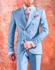 Классические двубортные Свадебные смокинги, облегающие мужские костюмы для жениха, мужской костюм из двух предметов, деловые костюмы для выпускного вечера (пиджак + брюки + галстук)