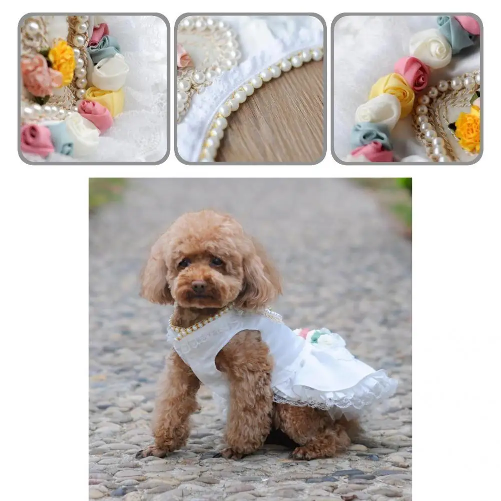 

Fashion Dog Dress Eye-catching Comfortable Lightweight White Faux Pearl Dogs Formal Dress