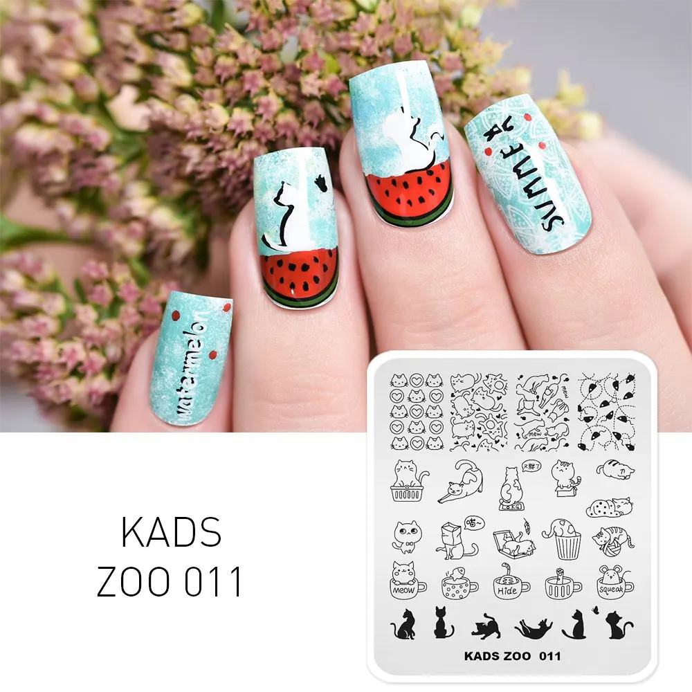 KADS новинка штамповка для ногтей фотография маленькой кошки и собаки дизайн