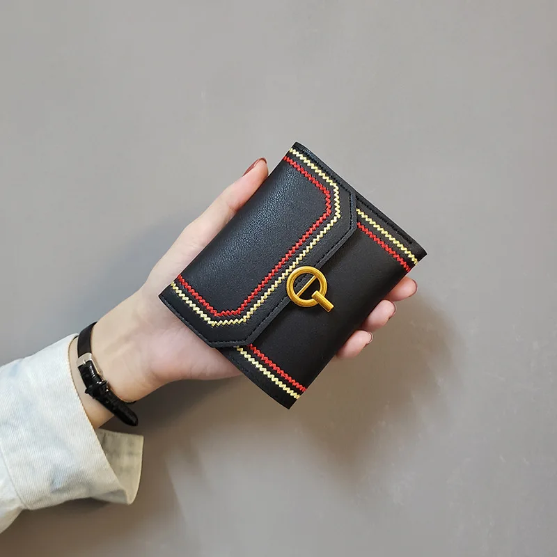 

Ins New Korean Woven Small Wallets Women's Short Wallet Fashion Three Fold Coin Purse Female Purse Money Clip