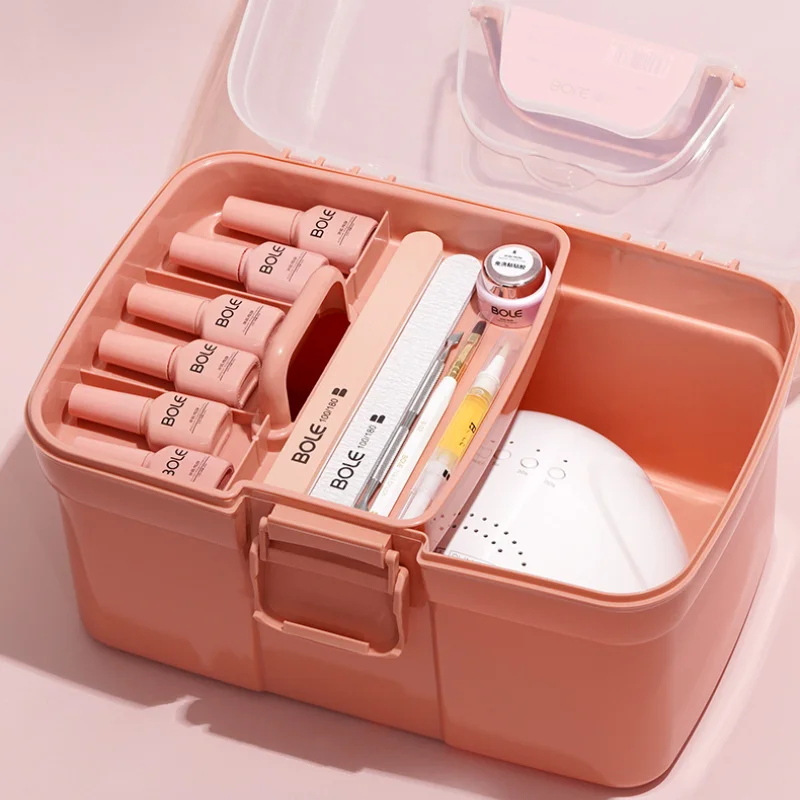

GY Manicure Toolbox Can Hold Phototherapy Machine Large Capacity Multi-Layer UV Polish Desktop Storage Box