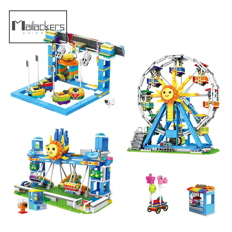 

Mailackers City Amusement Park Building Blocks Friends DIY Ferris Wheel Boat Swing Model Bricks Toys For Girls Christmas Gifts