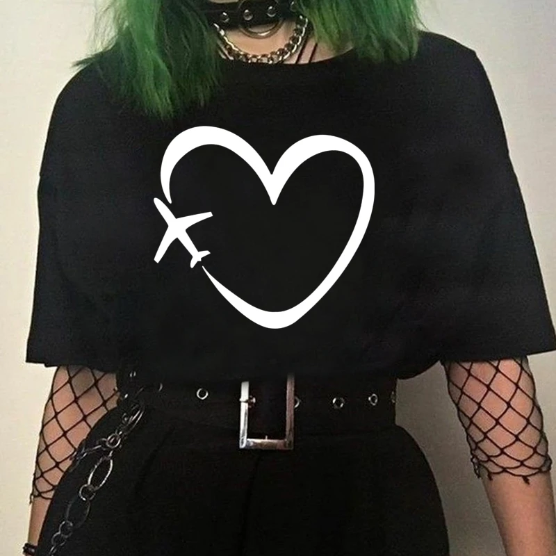 Женская футболка с принтом в виде сердца 3 цвета|Футболки| |