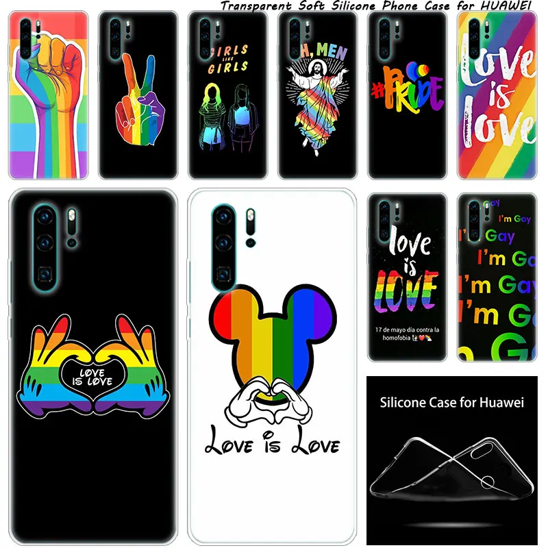 Роскошный силиконовый чехол Love is love гей лесби Радужный Флаг ЛГБТ для huawei NOVA 3 3i 5 5i