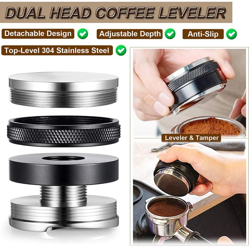 

53mm Coffee Distributor and Tamper, 54mm Stainless Steel Espresso Dosing Funnel Set, Fits for 54mm Breville Portafilter