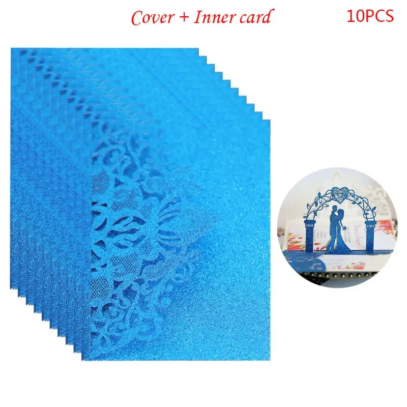 

10pcs Bride Groom Hollow Wedding Party Invitations Card Delicate Carved Lace Romantic Greeting Cards Party Supplies