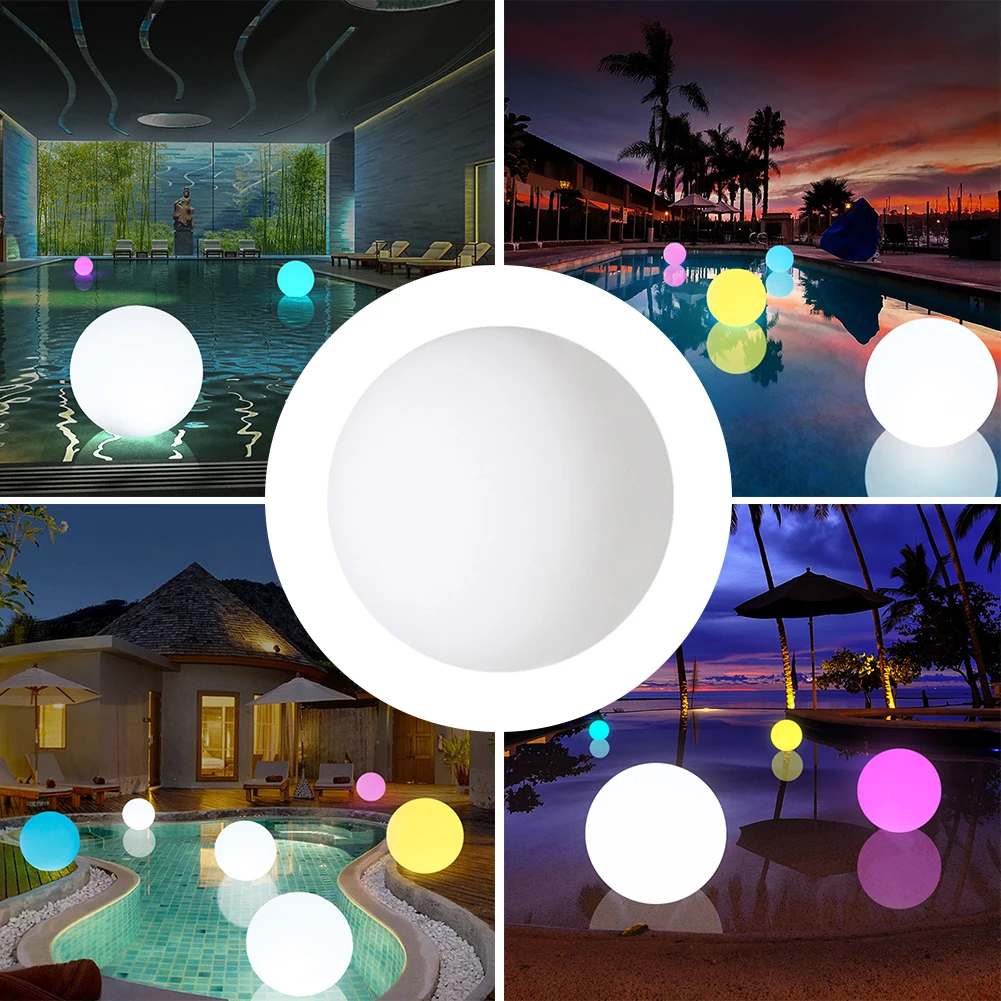 

16 Colors Floating Pool Ball Light USB Changing RGB LED Lights IP67 Waterproof 8-20cm Hot Tub Backyard Night Lights Pool Toys
