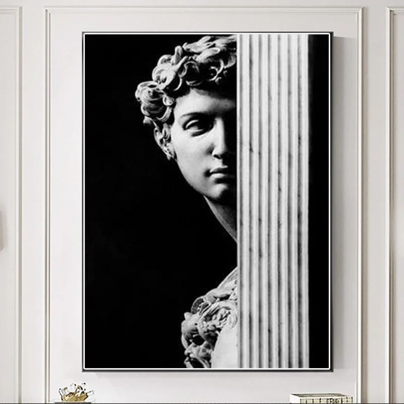 

Abstract Renaissance Wall Art Black And White Statue Of David Canvas painting Print Pictures For Office Living Room Home Decor