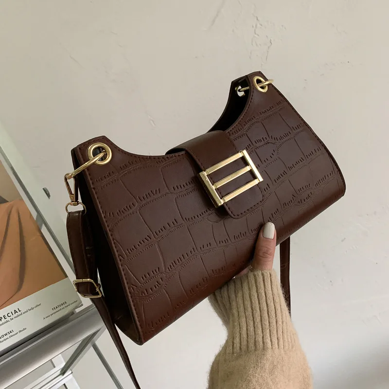 

New 2021 Fashion Women Crocodile Pattern Leather Shoulder Bag Luxury Designer Ladies Casual Crossbody Bags Purses Messenger Bag