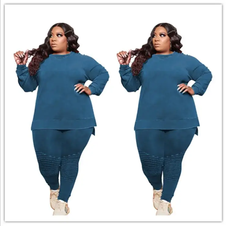 

Comfortable Solid Sweatshirt Women Spring Autumn High Stretchy Fashion Crew Neck Long Sleeves Tops+Casual Brace Trouser Outfits