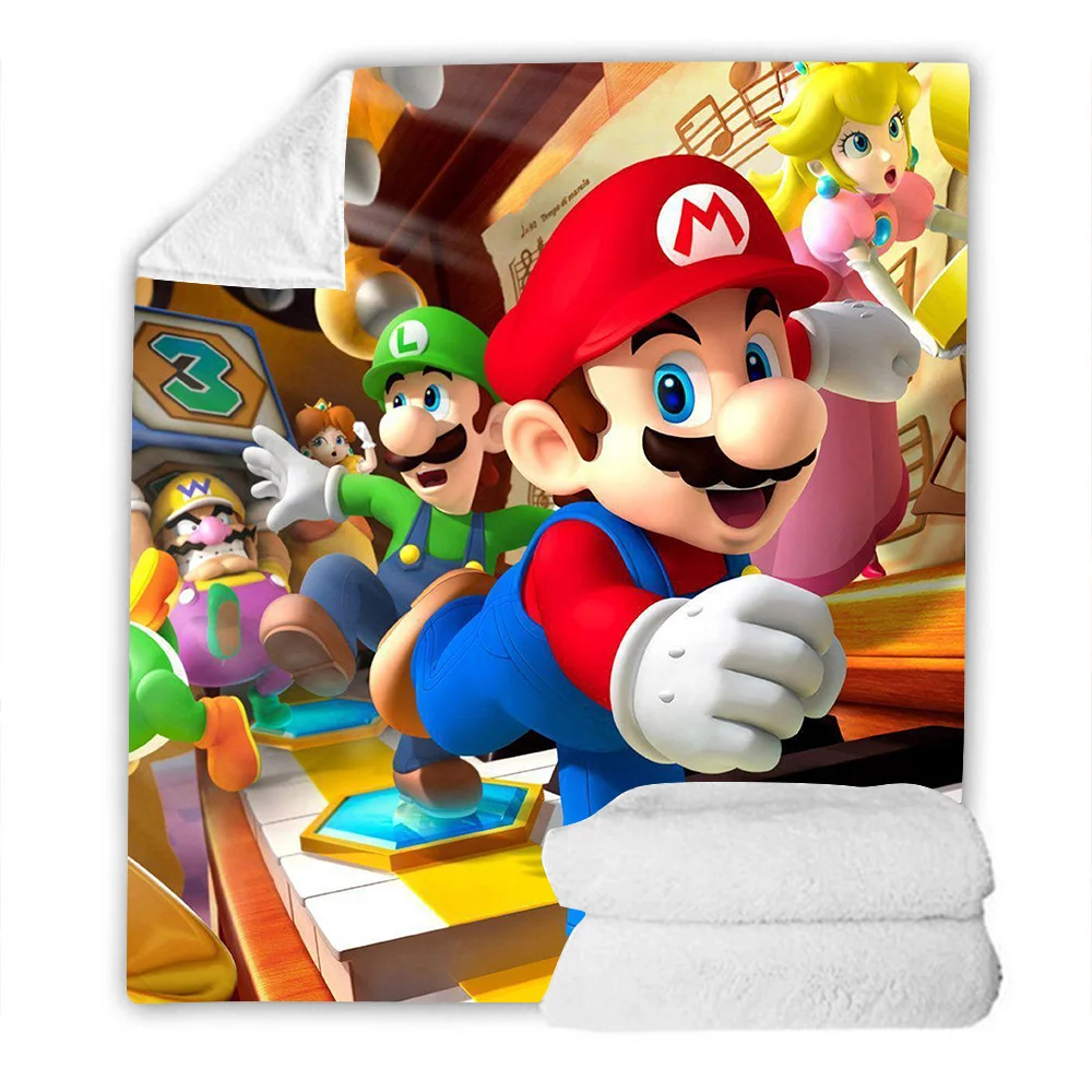 Manta de franela de Super Mary, manta doble con estampado de personaje de juego de Mario Brothers, funda para sof&aacute;, regalos de cumplea&ntilde;os-3