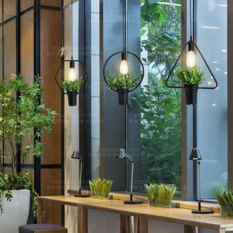 Современный маленький зеленый подвесной светильник для растений лофт кухонная