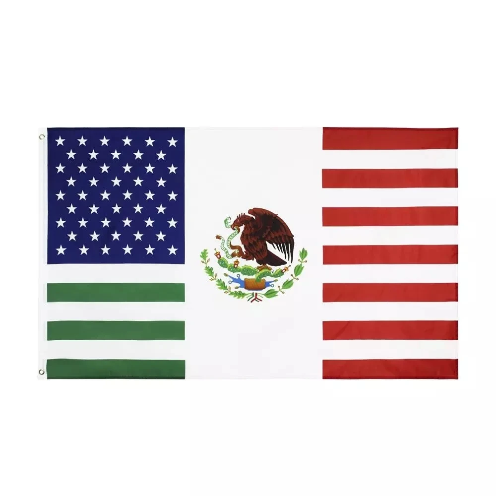 

In Stock 3x5ft USA Mexico Friendship Traditional Flag American Mexican Combination Flag Banner for Indoor Outdoor