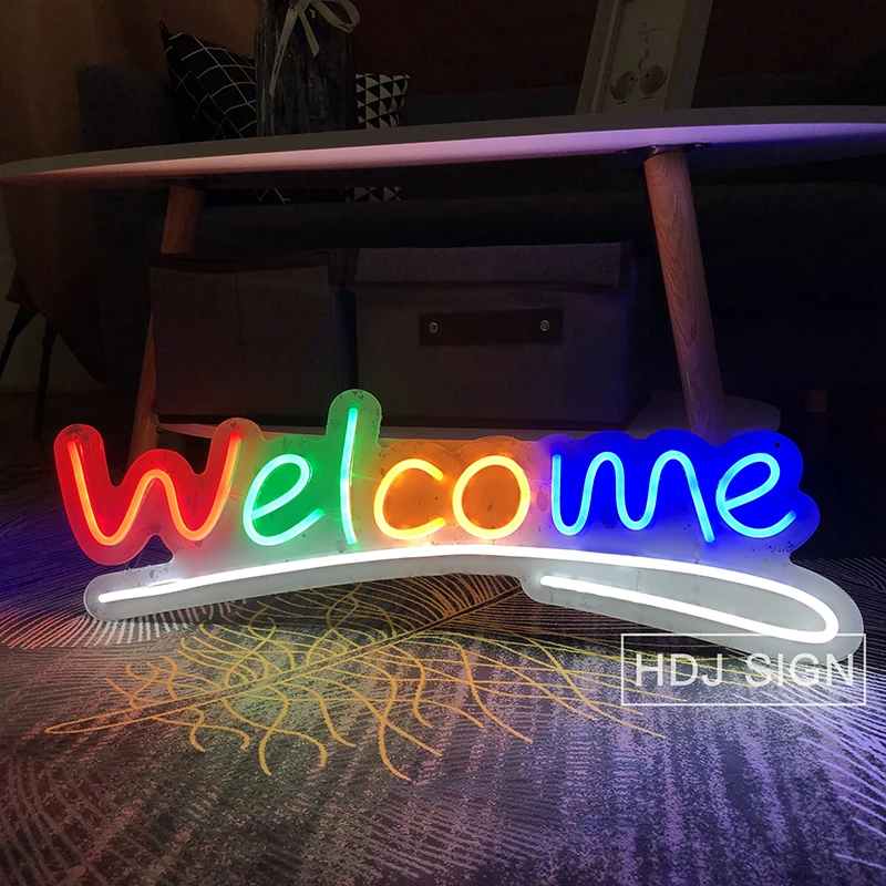 Welcome  Acrylic Custom Neon Light Sign wall decor for Bar Cafe Store  Home Room Windows doorway LED light