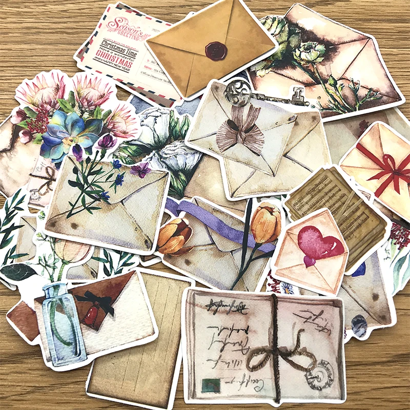 Старые цветы Конверты Наклейки в виде букв мусор Журнал Дневник наклейка для