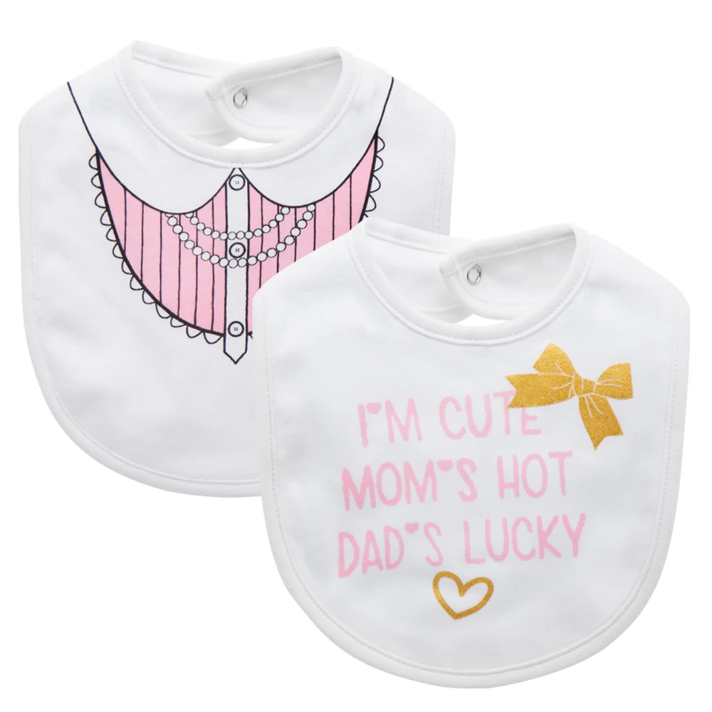 

Honeyzone Hot Style Baby Bib White Color With Cute Printing Round Shape Baby Boy And Girl Accessories Burp