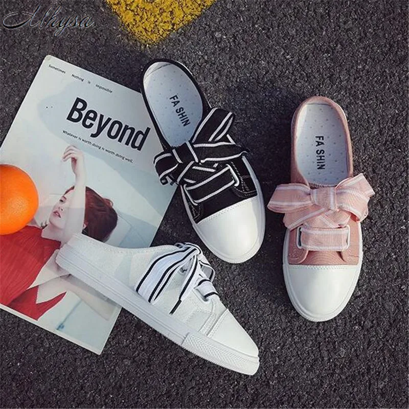 

2020 spring and summer new female half slippers fashion casual flat canvas shoes wild lightweight women's shoes M553