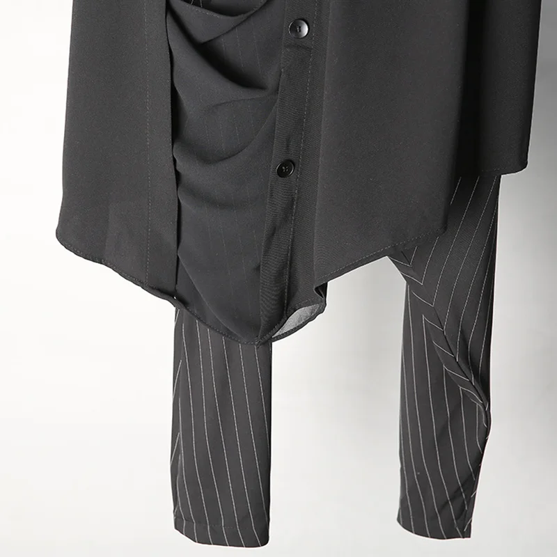 

Striped Patchwork Asymmetrical Black Harem Pants Women New High Waist Loose Trousers Spring Autumn 2021 Fashion Streetwear