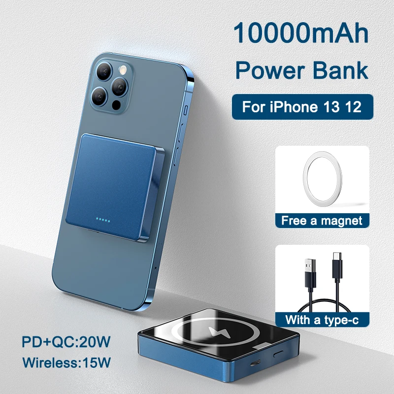 bneseus portable power bank 10000mah 15w magnetic wireless charger for iphone 13 12 11 pro max xiaomi external battery powerbank free global shipping