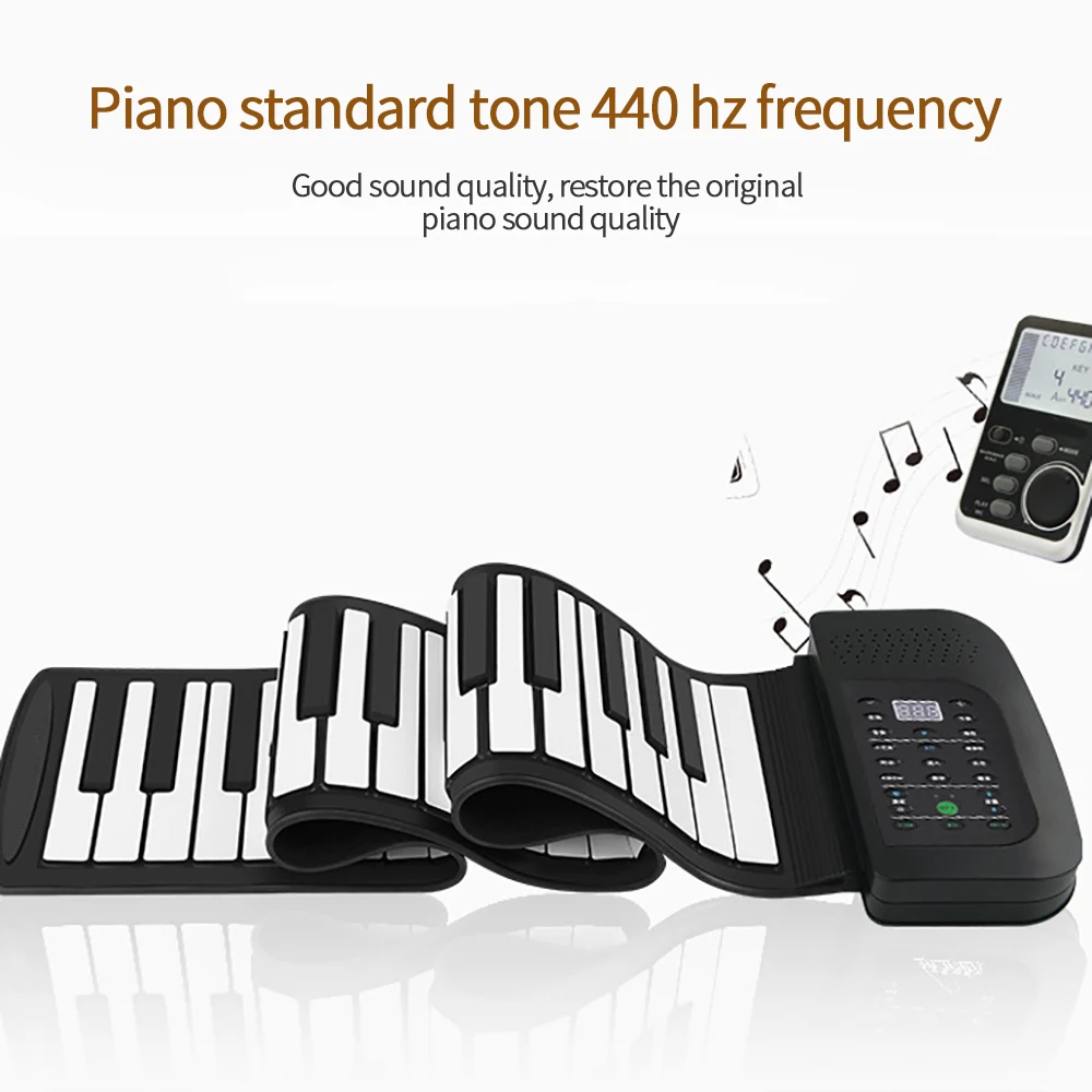 

Keyboard Electronic Piano 49 Keys Roll Up Piano Silicone Portable Foldable Colorful Soft Rainbow Key Rechargable