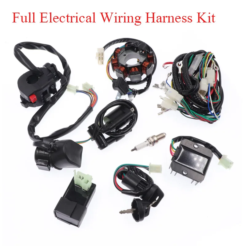 

Полный комплект электрического жгута проводов Подходит для китайских внедорожных велосипедов QUAD ATV CG125 150 250CC с выпрямитель зажигания блоко...