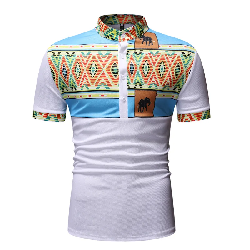 

Fashion Dashiki Print African Shirt Men 2020 Brand Mandarin Collar Casual Traditional African Clothes Camisa Social Masculina