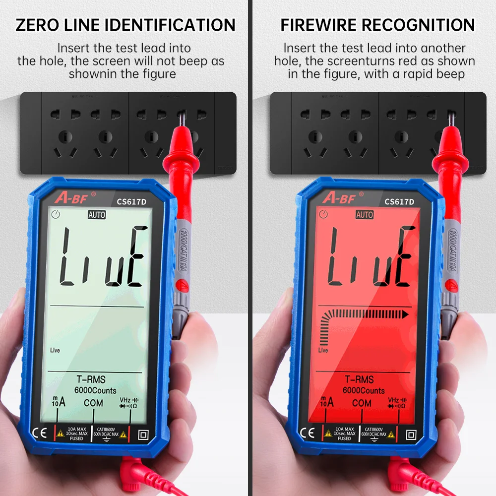 Цифровой умный мультиметр Φ CS617D LCD 6000 отсчетов True RMS DC AC Напряжение Ток