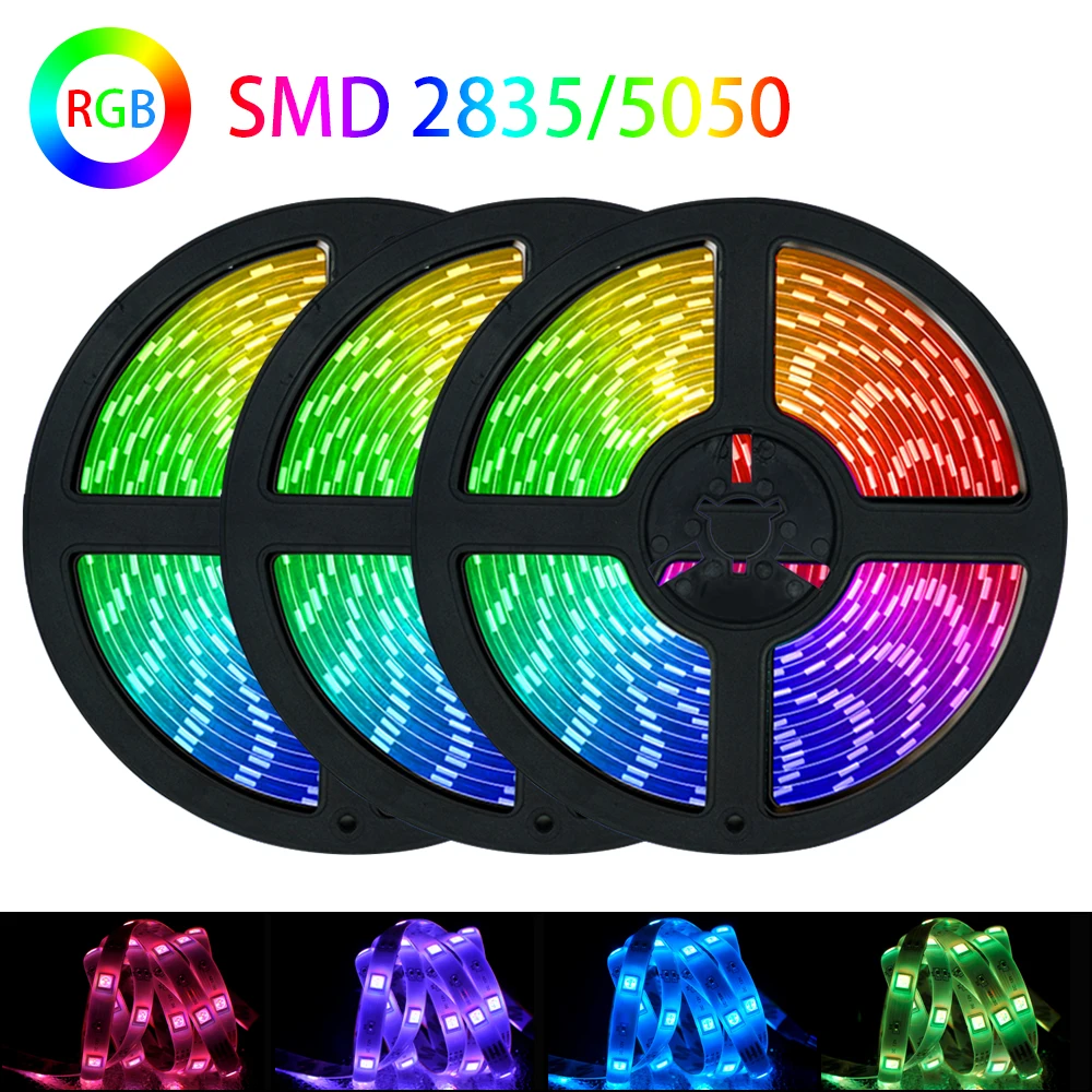 

5m 10m 15m 20m LED Strips 5050 2835 RGB LED Lights Strip Flexible Ribbon Stripe DC 12V RGB Diode Tape TV Computer Decoration