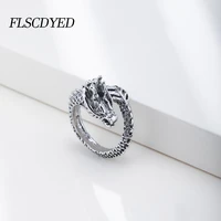 flscdyed ring for women girls dragon claw fashion men jewelry vintage ancient silver color punk hip hop adjustable accessories